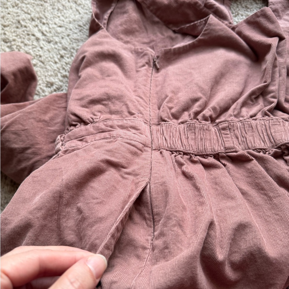 American Eagle Outfitters Mauve Button-Front Wide-Leg Jumpsuit - Picture 9 of 12